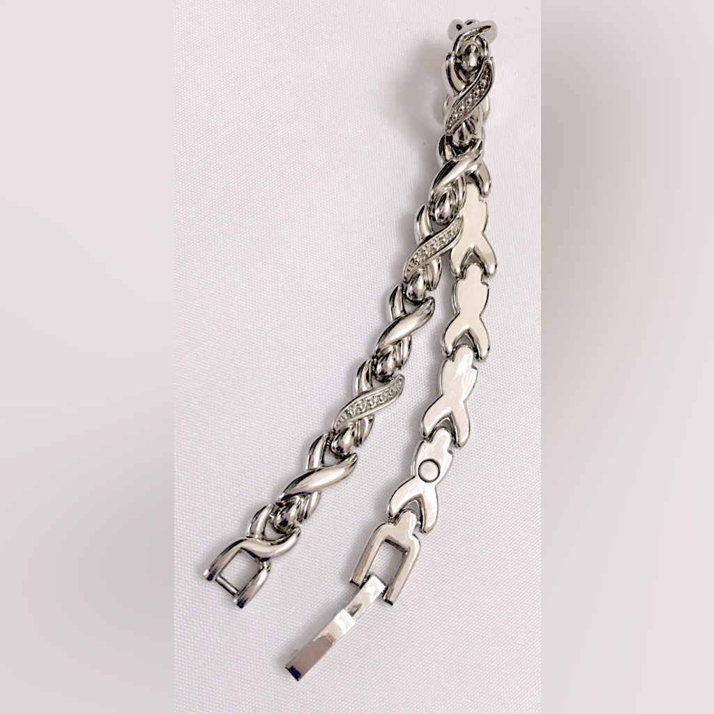 Silver Tone Tennis Style X Link Bracelet